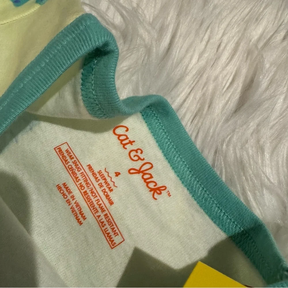 Cat &‎ Jack Girls 4 Butterfly Pajama Set Yellow Green Short Sleeve Shorts NWT